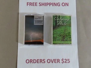 LOT: TWO CASSETTES FOR RELAXATION MEDITATION THUNDERING RAINSTORM/CALMING FLUTE - Picture 1 of 2