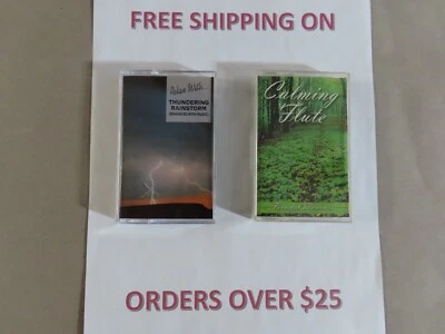 LOT: TWO CASSETTES FOR RELAXATION MEDITATION THUNDERING RAINSTORM/CALMING FLUTE - Image 1 of 2