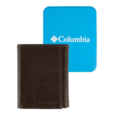 Columbia Blue Tin Brown RFID Secure Trifold 5-Stitches Wallet (S11)