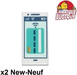 Lego 2X Tile Decorated 1X2 Smartphone Phone Debit Credit 3069PB1062 - Picture 1 of 1