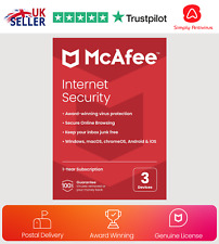 McAfee Internet Security Antivirus 2024 3 Devices 1 Year Delivery by POST