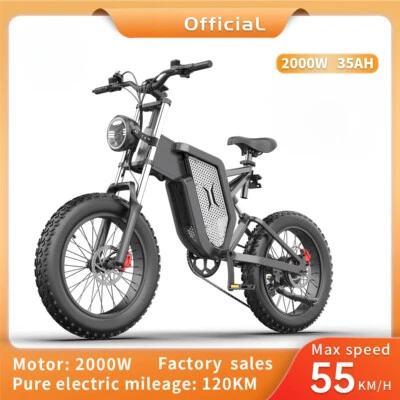 Bicicleta eléctrica ciclomotor de montaña bicicleta eléctrica 20 pulgadas neumático grueso 2000 W 48 V 35 AH bicicleta eléctrica de carretera para hombre Foto 1 de 4