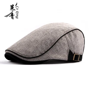 Men's Classic Flat Cap Plain Peaked Hat Driving Cabbie Newsboy Cap Adjustable - Picture 1 of 19