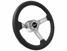 1969 - 1994 Chevy S6 Black Leather Steering Wheel Kit | White SS