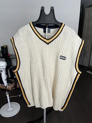 Boss by I.G. Chaleco Suéter Diseño - Blanco Crema Con Borde Dorado/Amarillo Y Azul - XL Foto 1 de 4