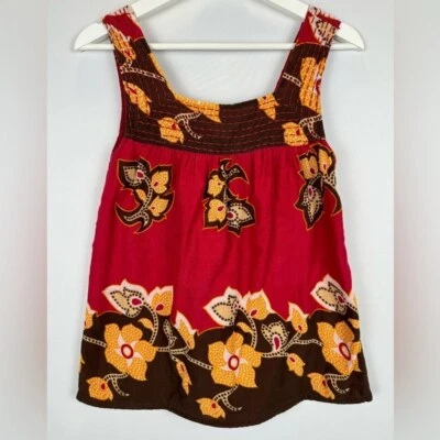 American Rag Cie Swing Tank Top Boho Cotton Square Neck Floral Size XS Summer - Imagem 1 de 4