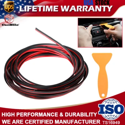 Tira de moldura interior de automóvil roja de 5 M/16 pies para puerta línea de borde de hueco herramienta de decoración de molduras Foto 1 de 4