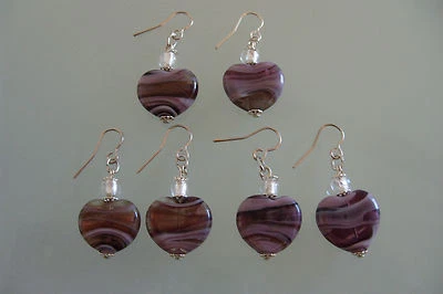 Pendientes Original Cristal de Murano Perno Joyería Vidrio de Murano Hecho a Mano Arte Corazón Foto 1 de 4
