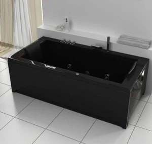 Luxus LED Whirlpool Badewanne 182x90 cm BLACK+Heizung +Hydrojet+Ozon-2025 - Bild 1 von 4