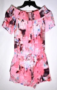 FIFTEEN TWENTY Off The Shoulder Pink Print Romper (Size S/Small) Pre-Owned  - Picture 1 of 4