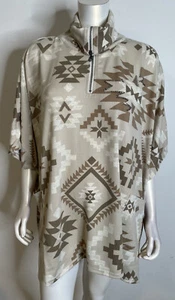Double D Ranch Mesa Sunrise Poncho L XL NWT Tan Brown Southwestern Beaded - Picture 1 of 18