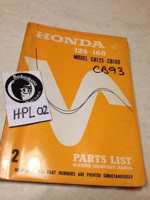 Honda CB125 CB160 CB 125 160 Piezas List Lista Pieza Repuesto Éd. 66 - Imagen 1 de 4