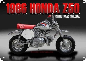 1986 HONDA Z50 Christmas Special Motorcycle DECORATIVE REPLICA METAL SIGN - Picture 1 of 1