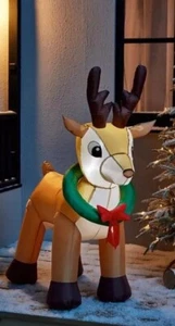Inflatable Christmas Reindeer & Wreath 3.5ft LED Outdoor Indoor Decoration NEW - Picture 1 of 4
