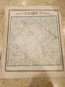 Plat map of Lake Township, Ohio. 1875 Large hand colored. - Picture 1 of 6