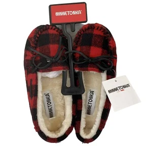 Minnetonka Pantofole Bambina 5m Nero-Rosso Bufalo Plaid Nuove con etichette Regalo Natale Pj’s - Foto 1 di 11