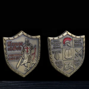 10 PCS Military Soldiers Armor of God EPH 6:13-17 Shield Faith Challenge Coin - Picture 1 of 9