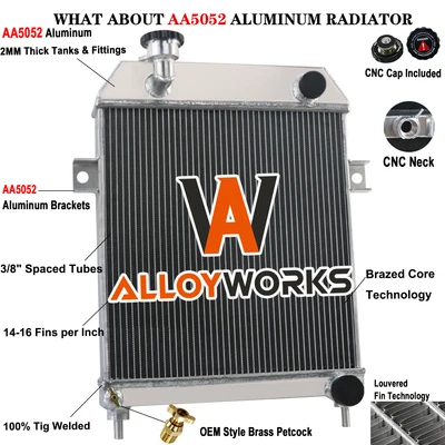 3 Row Radiator For 1955-1958 Jaguar MK1 MK I 1959-67 MK2 MK II 1963-67 S-Type - Image 1 of 4