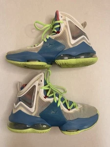 Nike LeBron XIX 19 GS Dutch Blue Lime Glow Youth Size 6.5 Sneakers DD0418-400 - Picture 1 of 9