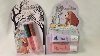  Disney Lady & The Tramp Lip Gloss Light Pink & Dark Pink And Lip Balm Brand New - Image 1 of 4