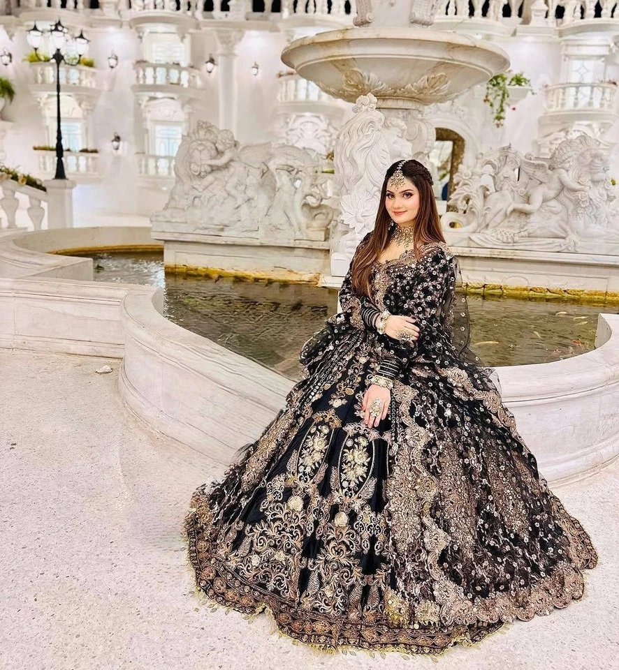 VESTIDO DE FIESTA INDIO LEHENGA CHOLI ROPA DE FIESTA CHOLI LEHNGA BOLLYWOOD DISEÑADOR EID Foto 1 de 4