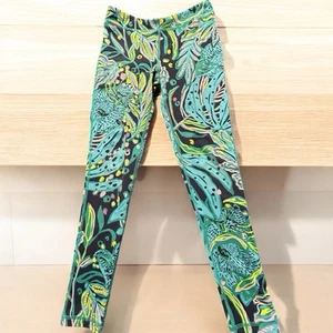 Lilly Pulitzer Luxletic Girls Leggings 12–14 Tropical Blue Pink Stretch L - Picture 1 of 13