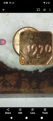  1970 D Double Die Reverse Lincoln Cent, Partial Floating Roof, Red! 3.33 Gram'! - Image 1 of 4