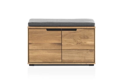 Schuhbank Garderobenbank Lola in Wildeiche Teilmassiv Breite 80cm mit Sitzkissen - Bild 1 von 4