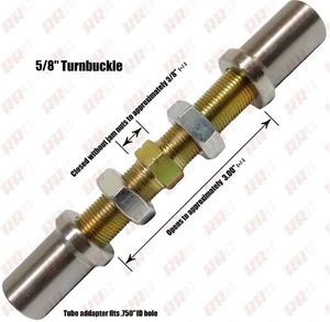 5/8 Adjustable Turnbuckle, Rod End, Heim Joints, Bungs Fits 3/4" ID hole lg H - Picture 1 of 1