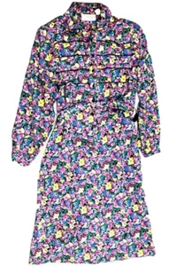 Schrader Sport Womens 12 M Vintage 80s Dress Floral Print Belted Midi Buttons - Picture 1 of 8