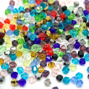 FACETED BICONE CRYSTAL GLASS BEADS 4MM,6MM,8MM - PICK COLOUR - Picture 1 of 47