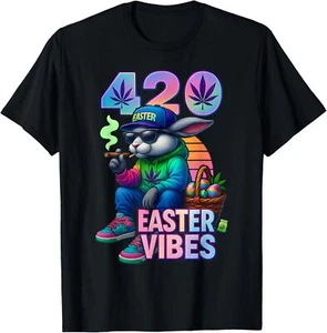 Funny 420 Easter Bunny Design T-Shirt - Picture 1 of 5