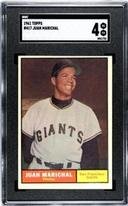 1961 TOPPS BASEBALL JUAN MARICHAL ROOKIE CARD #417 SGC 4 VG-EX - Picture 1 of 2