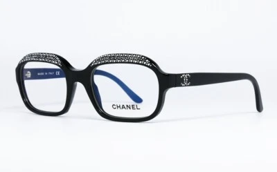 ORIGINAL EYEGLASSES CHANEL 3142-B 501 WOMEN SQUARE BLACK RHINESTONE STUDS VOGUE - Image 1 of 4