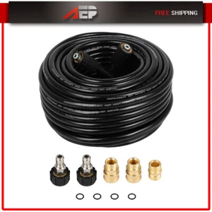 100Ft 3200 PSI Pressure Washer Hose with M22 to 3/8" Quick Connect Adapter - Picture 1 of 9