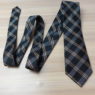 Neck Tie Men Plaid Solid Silk Suit Dress Work High End Designer BLACK BROWN 1826 - Image 1 of 4