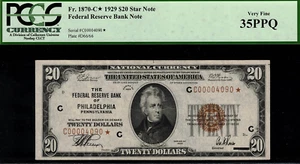 1929 $20 Federal Reserve Bank Note Philadelphia Star Note FR.1870-C* PCGS 35PPQ - Picture 1 of 2