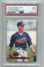 1993 Stadium Club - CHIPPER JONES - First Day Issue Rookie #638 - BRAVES  PSA 9