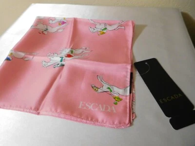 New Escada Rare Esquestrian Horses & Jockeys Small Silk Scarf 20" X 20" -$275.00 - Image 1 of 4