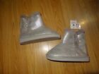 Girls Size 12 Shiny Silver Faux Fur Slip On Boots by Extremely Me *NWT*
