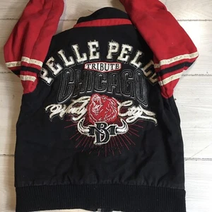Pelle Pelle Boys Chicago Tribute Windy City Red and Black Bomber Jacket XL - Picture 1 of 15