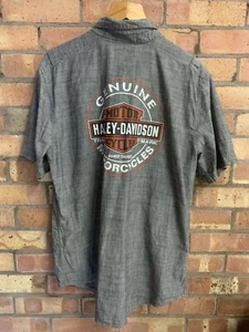 Camicia Harley Davidson grigia manica corta abbottonata grafica uomo taglia M rara - Foto 1 di 13