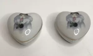 De colección Pierrot Porcelana Mimo Payaso X 2 Estuches Amor Corazón Baratija Hechos en Japón - Imagen 1 de 8