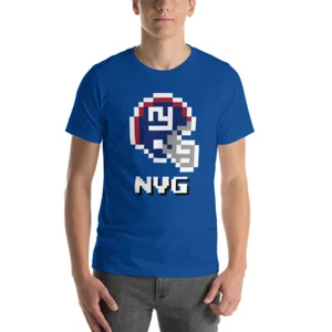 New York Giants NES Football Helmet 8-bit Tecmo Super Bowl Player Retro T-Shirt - Picture 1 of 13