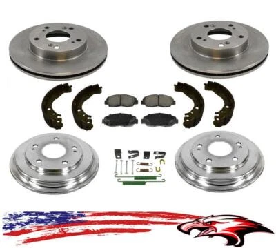 Rotores delanteros pastillas de freno zapatas de freno de tambor kit de resorte para Honda Civic 2006-2011 Foto 1 de 4