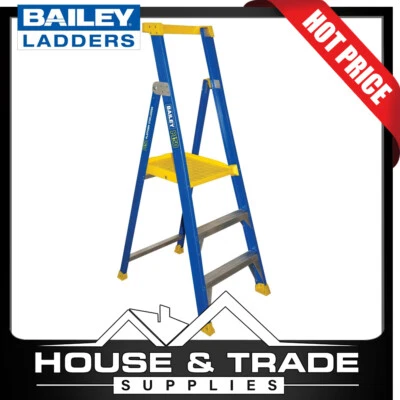 Bailey Platform Ladder 0.9m 3 Step Fiberglass Stepladder P150 FS13576 - image 1 of 2