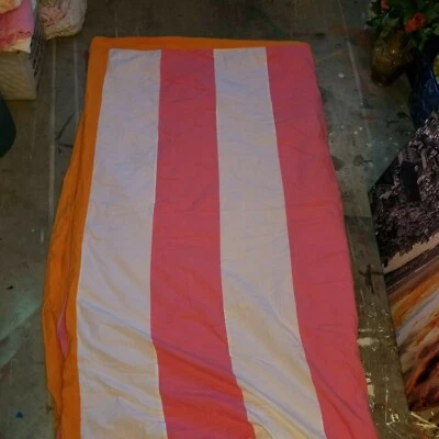 Land of Nod "Pink/Orange/White Stripes" Twin Quilt - Image 1 of 4