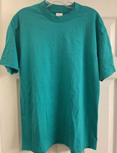 Vintage Touch Of Gold Blank T Shirt Single Stitch Aqua/Teal Mens L USA New Bulk - Picture 1 of 7