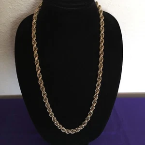 Vnt Monet Spiral Necklace Chain Rolo Torsade Twist Braid Gold Tone Fold Clas 28" - Picture 1 of 5
