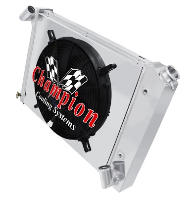 Radiador WR Champion 4 filas, ventilador de 16", cubierta para Chevrolet Corvette V8 1966-1968 Foto 1 de 4